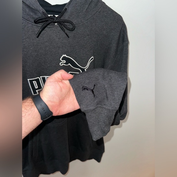 NWT LG Puma Dark Grey Heather and Black Logo Drycell Hoodie - Picture 7 of 12